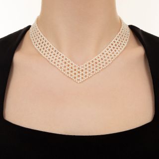 Contemporary Woven Seed Pearl Necklace