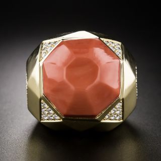  Coral and Diamond Geometric Ring by Tallarico - 4