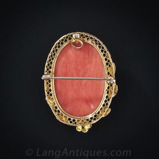 Coral Cameo Brooch of Bacchus