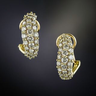 Curved Diamond Half Hoop Earrings - 0