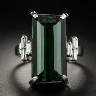 Dark Green Tourmaline and Diamond Ring - 3