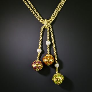 David Yurman Jewel Ball and Diamond 'Y' Necklace  - 3