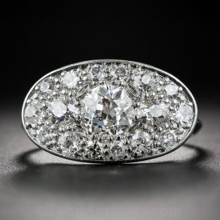 Deco Platinum Diamond Cluster Ring