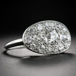 Deco Platinum Diamond Cluster Ring