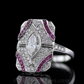 Deco Style Marquise Diamond Dinner Ring