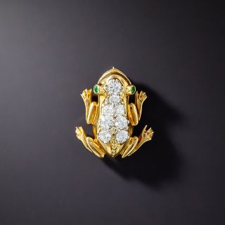 Diamond and Emerald Frog Brooch - 1