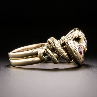 Diamond And Ruby Double Headed Snake Ring, Circa 1940s