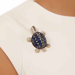 Diamond and Sapphire* Turtle Brooch