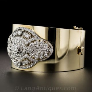 Diamond Art Deco Brooch Bangle Bracelet