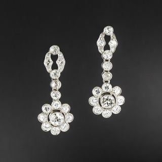 Diamond Dangle Flower Earrings - 3