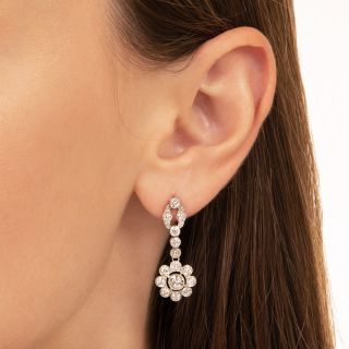 Diamond Dangle Flower Earrings