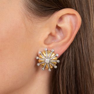 Mid-Century Diamond Sunburst Earrings