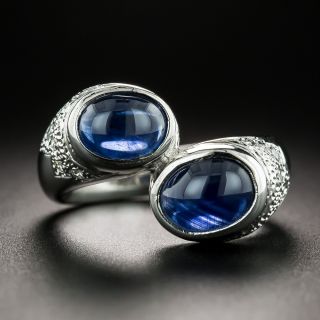 Double Cabochon Sapphire and Diamond Ring - 2
