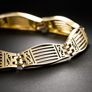 Dutch Art Nouveau 18K Link Bracelet