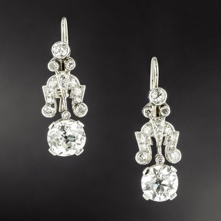 Early-Art Deco 2.67 Carat Diamond Dangle Earrings - GIA H VS1  - 2