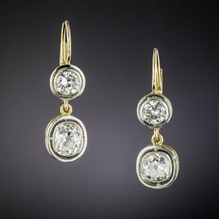 Early-Art Deco 2.80 Carat Diamond Drop Earrings - 3