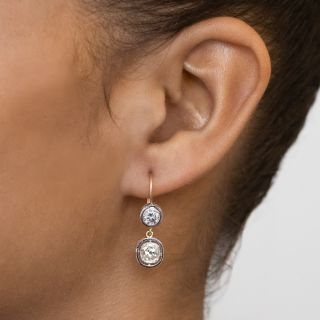 Early-Art Deco 2.80 Carat Diamond Drop Earrings