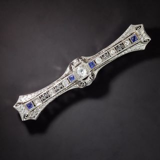 Early Art Deco Diamond and Sapphire Bar Pin - 1