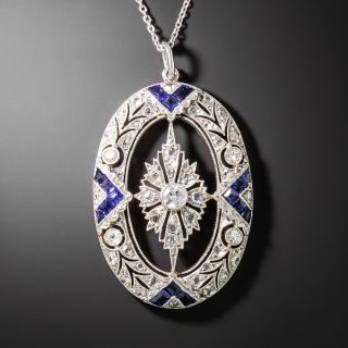 Early-Art Deco Diamond and Synthetic Sapphire Pendant - 3