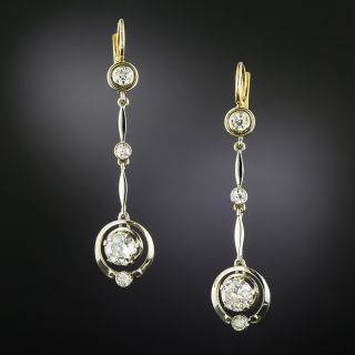  Early-Art Deco Diamond Dangle Earrings - 2