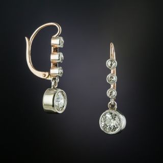 Early-Art Deco Diamond Drop Earrings - 2