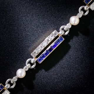Early-Art Deco Sapphire, Diamond And Pearl Bracelet - 2