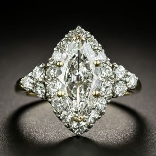 Early/Mid-Century 1.69 Carat Marquise Diamond Halo Ring - GIA  I VS1 - 2