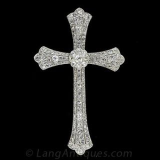 Edwardian 10ct tw Diamond Cross Pendant - A Statement Piece! - 1