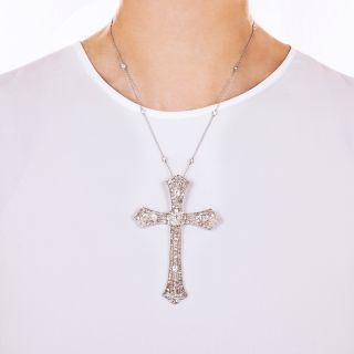 Edwardian 10ct tw Diamond Cross Pendant - A Statement Piece!