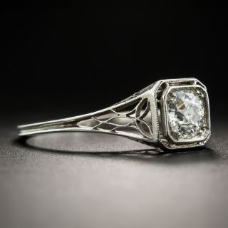 Art Deco .50 Carat Diamond Platinum Solitaire Ring 