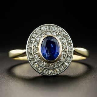 Edwardian .85 Carat Sapphire and Diamond Halo Ring - 2