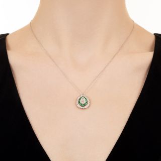 Edwardian .95 Carat Pear-Shaped Diamond And Emerald Pendant