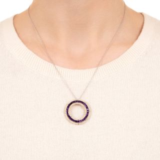 Edwardian Amethyst And Seed Pearl Circle Pendant