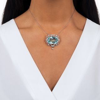 Edwardian Aquamarine and Diamond Necklace