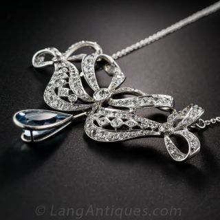 Edwardian Aquamarine, Platinum and Diamond Necklace