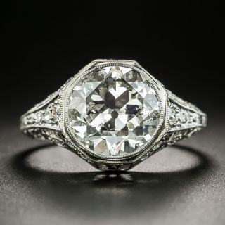Edwardian/Art Deco 4.05 Carat Diamond Engagement Ring by Robert Klitz - GIA I I2 - 2