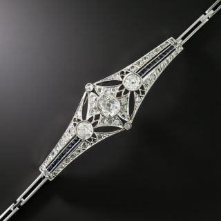 Edwardian/Art Deco Diamond and Sapphire Bracelet  - 2