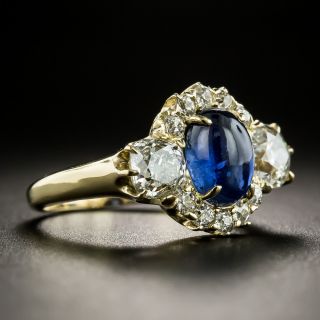 Late Victorian Cabochon Sapphire and Diamond Ring by Reiman