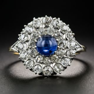 Edwardian Cabochon Sapphire and Diamond Ring - 2