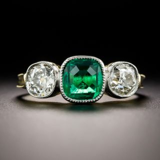 Edwardian Colombian Emerald and Diamond Ring - AGL  - 3