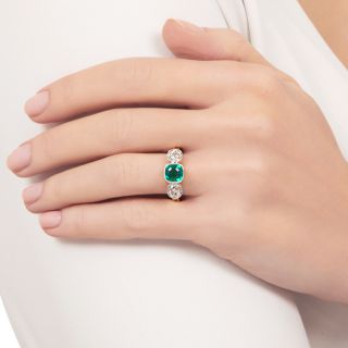 Edwardian Colombian Emerald and Diamond Ring - AGL 