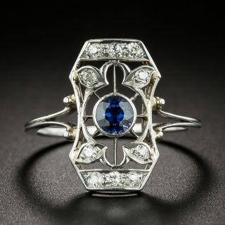 Edwardian Color-Change Sapphire and Diamond Dinner Ring - 2