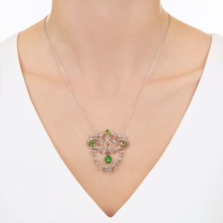 Edwardian Demantoid Garnet and Diamond Pendant