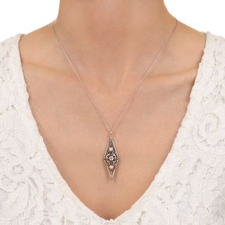 Edwardian Diamond and Natural Pearl Pendant