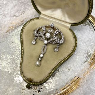 Edwardian Diamond and Pearl Drop Pendant/Pin