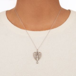 Edwardian Diamond and Pearl Heart Pendant