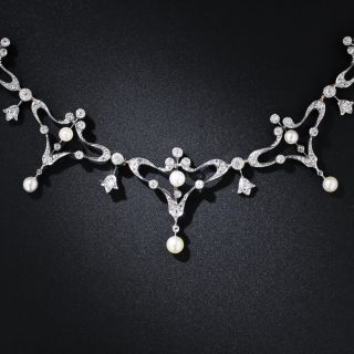 Edwardian Diamond and Pearl Necklace - 3