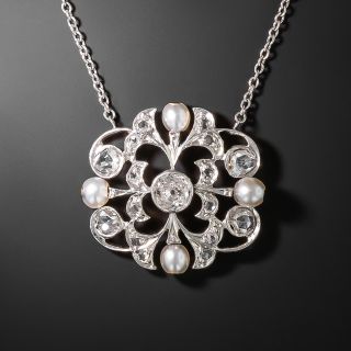 Edwardian Diamond and Pearl Pendant - 3