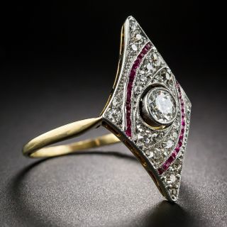Edwardian Diamond and Ruby Dinner Ring