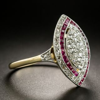 Edwardian Diamond and Ruby Dinner Ring